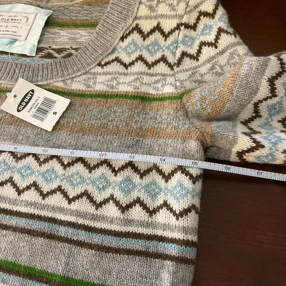 Vintage Dead stock Y2K Old Navy Women's S Festive Stripe Lambswool Blend Sweater